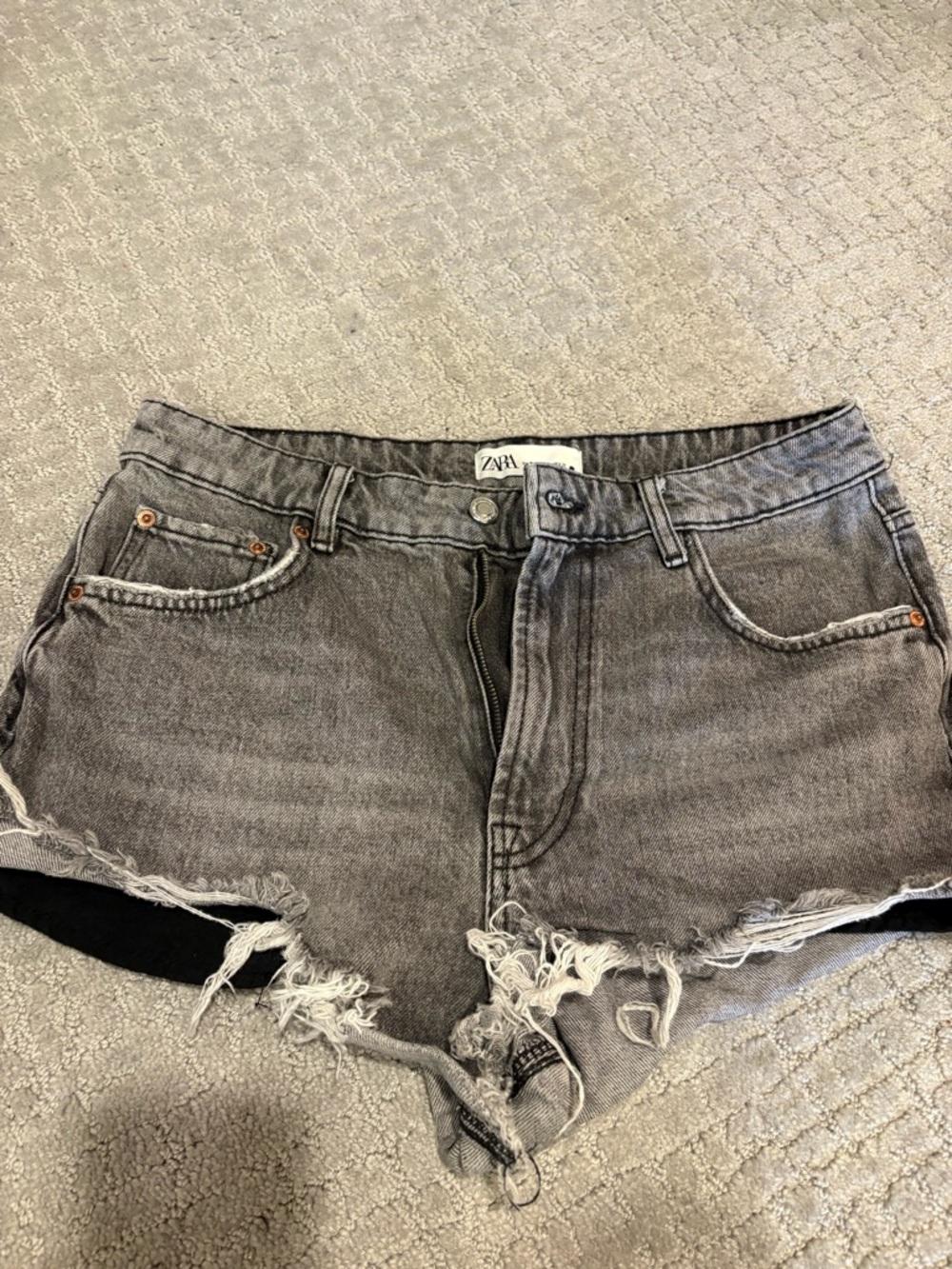 ZARA Gray Distressed Denim Cutoff Shorts